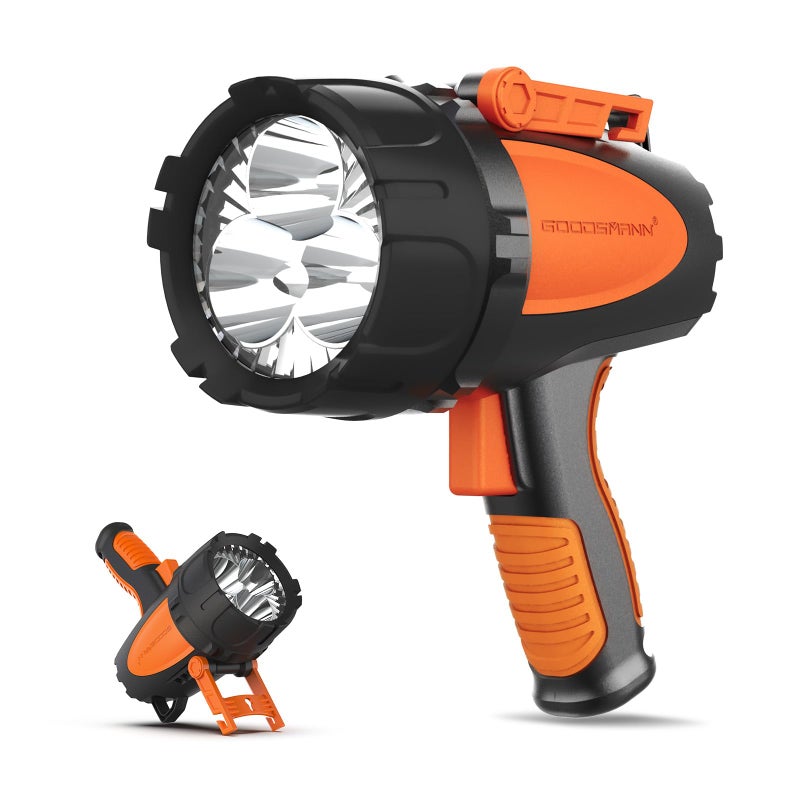 GOODSMANN LED Rechargeable Marine Handheld Spotlight up to 4500 Lumen Boat Spot Light Waterproof Searchlight Portable Flashlight with EVA Case USB Adapter Car Charger for Outdoor and Indoor Use - Image 1